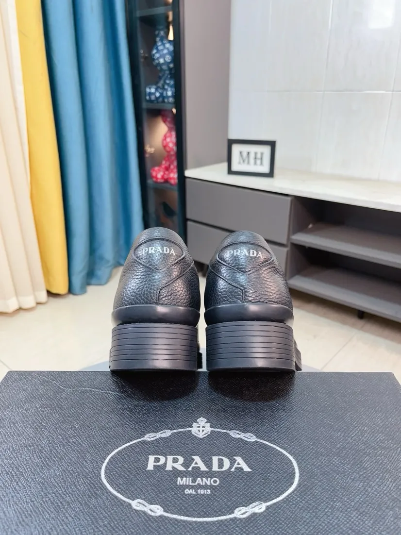 Men's shoes 💰540🌹🌹 [Men's shoes 💰pRADA Prada leather shoes] Top purchasing agent Original imported Italian custom-made open-edge beaded cowhide leather surface, ➕Fully imported water-dyed breathable cowhide lining, original factory special molded sole, super comfortable, code number: 38-44